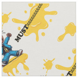 Tecido Impressão de Gráfico de Mostarda - Branco