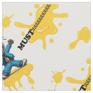 Tecido Impressão de Gráfico de Mostarda - Branco