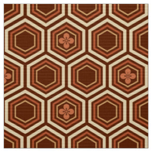 Tecido Impressão de Kimono Hexagonal, Marrom e Bege