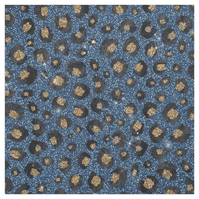 Tecido Impressão de Leopardo Preto Dourado com Brilho Azu (Modelo)
