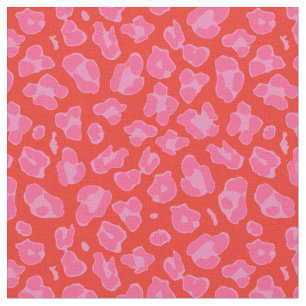 Tecido Impressão de Leopardo Rosa e Vermelho