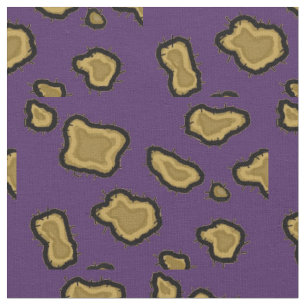 Tecido Impressão de leopardo roxo e dourado