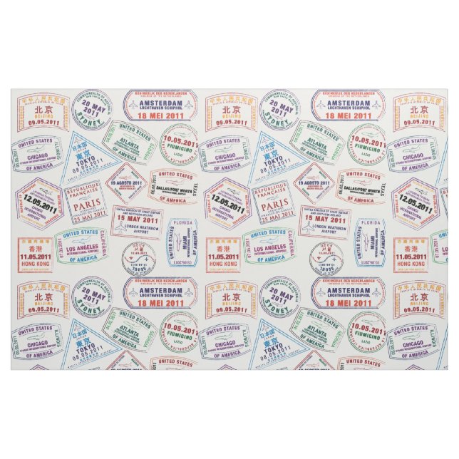 Tecido Impressão de Padrão de Carimbo do Passport (Fat Quarter)
