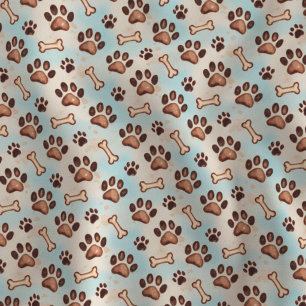 Tecido Impressão de Pata de Cachorro em Aquarela Fofa