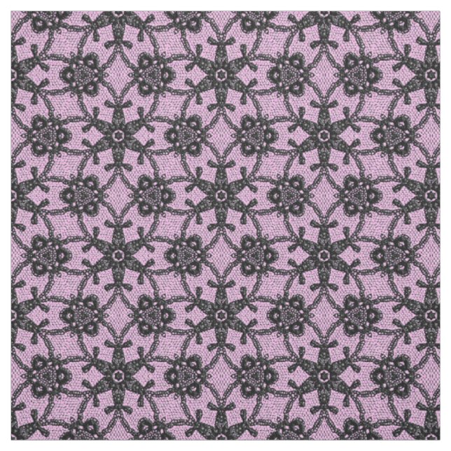 Tecido Impressão de renda antiga - preto e rosa-gelo (Modelo)