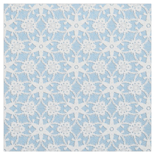 Tecido Impressão de rendas antigas - branco e azul-céu (Modelo)