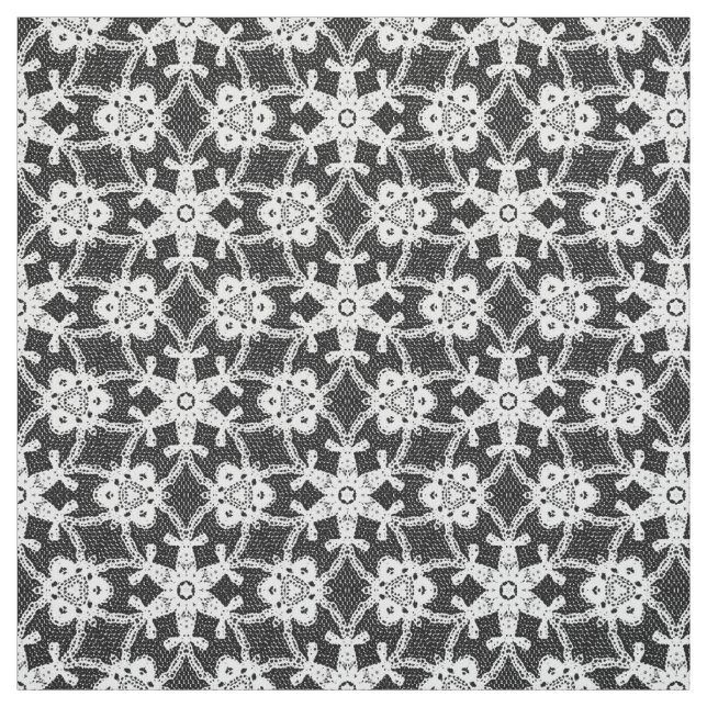 Tecido Impressão de rendas antigas - branco e preto (Modelo)