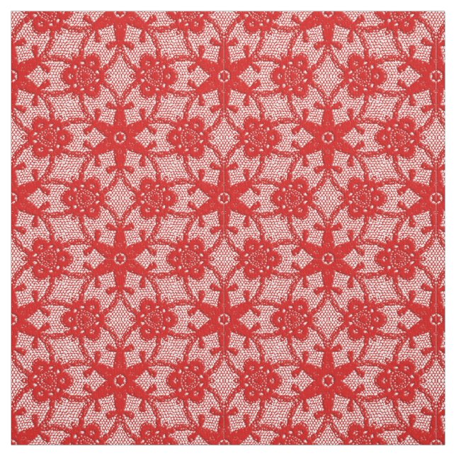 Tecido Impressão de rendas antigas - vermelho e branco pr (Modelo)