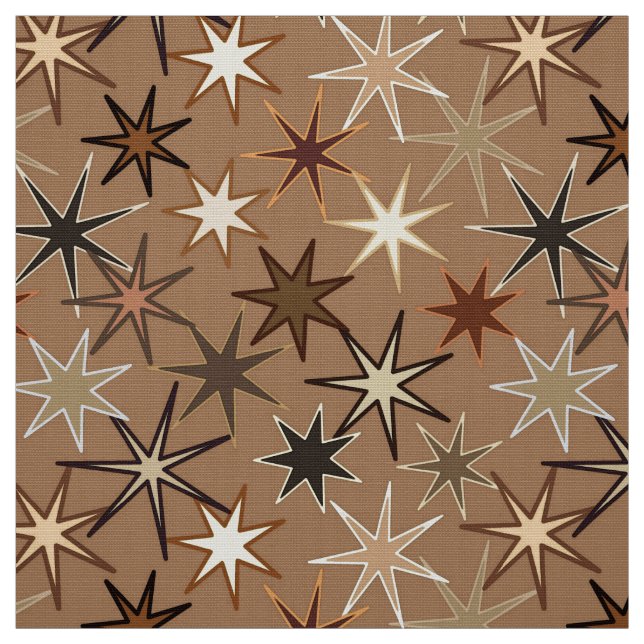 Tecido Impressão de Starburst Moderno, Café Brown e Beige (Modelo)