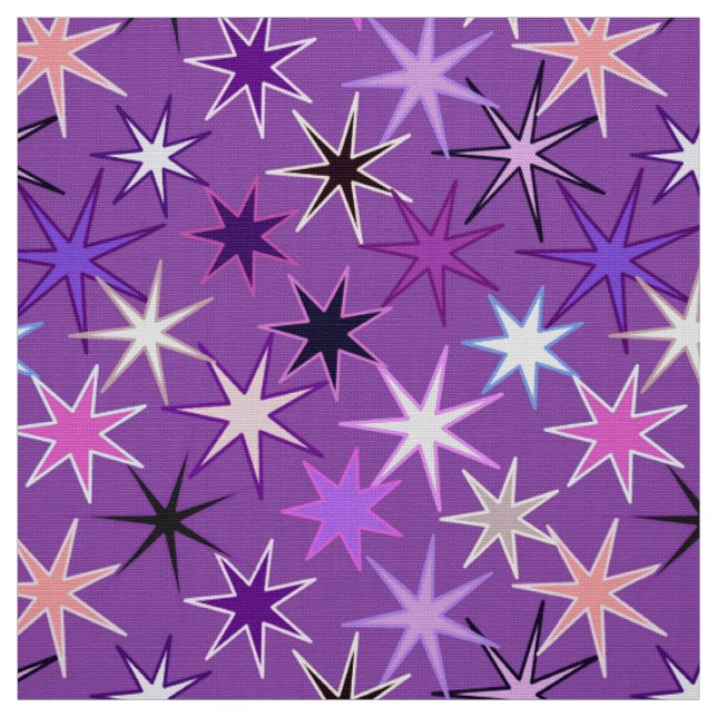 Tecido Impressão de Starburst Moderno, Roxo Violeta e Orq (Modelo)
