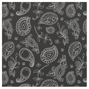 Tecido Impressão do Black and White Indie Boho Paisley