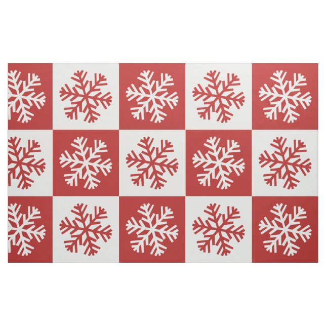 Tecido impressão do floco de neve branco-vermelho (Fat Quarter)