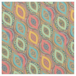 Tecido impressão étnica colorido de mandala marroquino