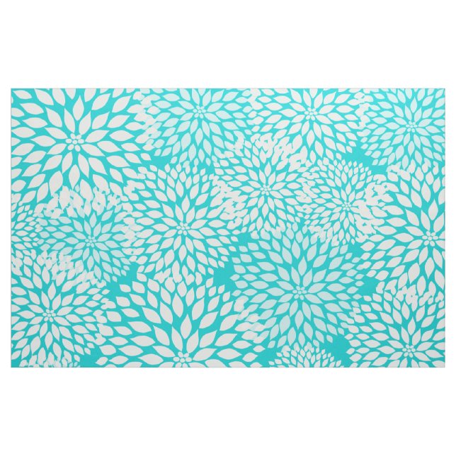 Tecido Impressão floral da dália moderna branca de (Jarda)