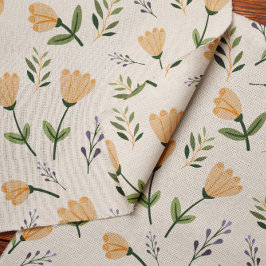 Tecido Impressão Floral mínimo em amarelo e verde