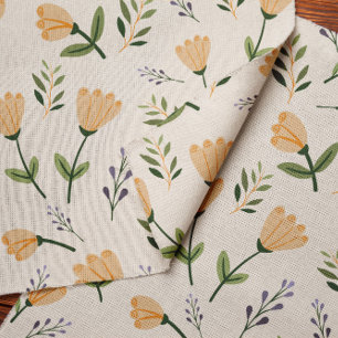Tecido Impressão Floral mínimo em amarelo e verde