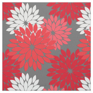Tecido Impressão floral moderno do quimono, vermelho e