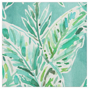 Tecido Impressão FRONDOSO da folha da banana do verde da