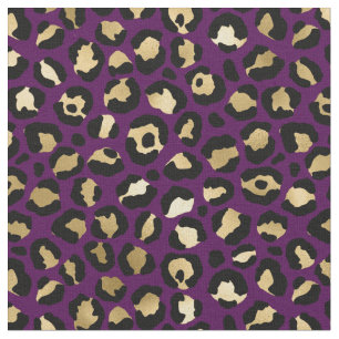 Tecido Impressão Leopardo Roxo e Dourada