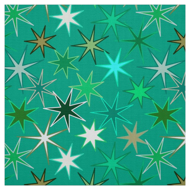 Tecido Impressão Moderna Starburst, Turquesa e Água (Modelo)