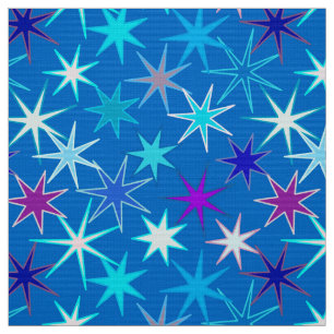 Tecido Impressão moderno de Starburst, azul Cerulean