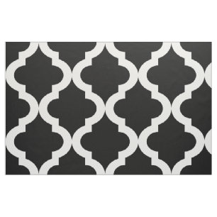 Tecido Impressão preto de Quatrefoil do marroquino