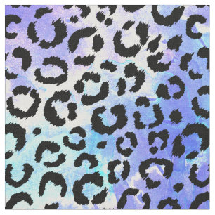 Tecido Impressão preto do leopardo no fundo azul da