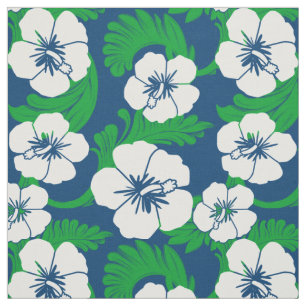Tecido Impressão retro azul floral do hibiscus havaiano
