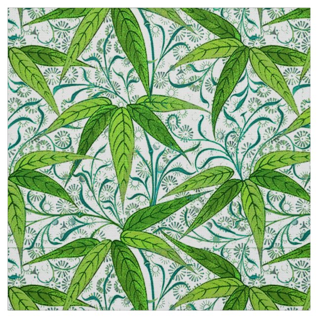 Tecido Impressão, verde e branco de bambu de William (Modelo)