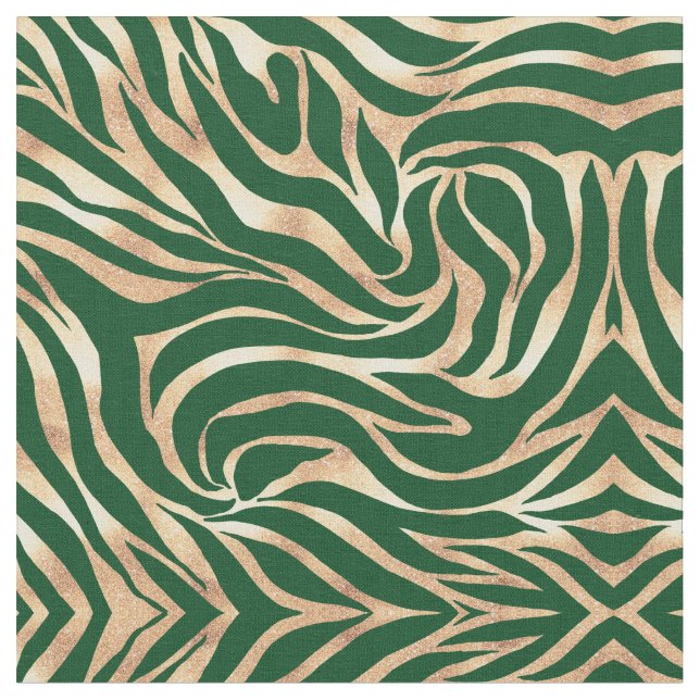 Tecido Impressão Verde Elegante e Dourada de Zebra Zebra (Detalhe)
