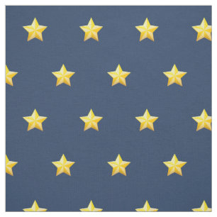 Tecido Impresso Azul Marinho com Estrelas Douradas