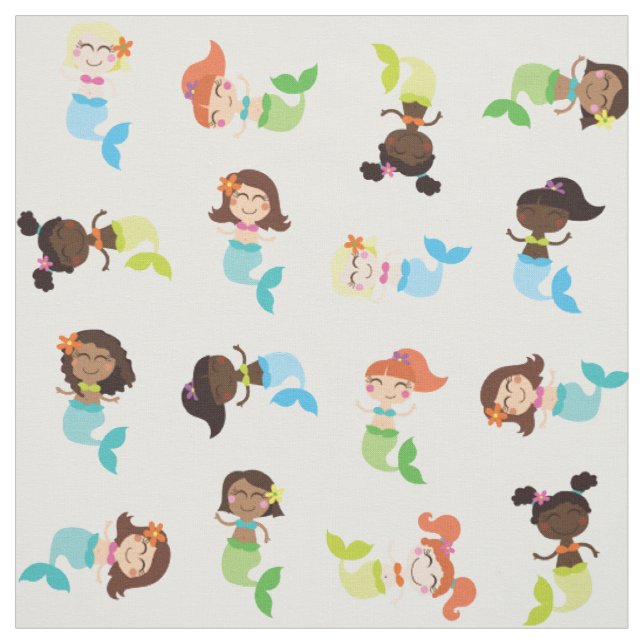 Tecido Impresso de Sereia Fofo Cartoon Infantil (Modelo)