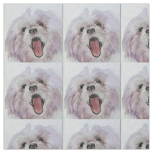 Tecido impresso do cão cara feliz
