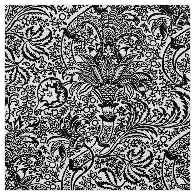 Tecido Indiano, branco e preto de William Morris (Modelo)
