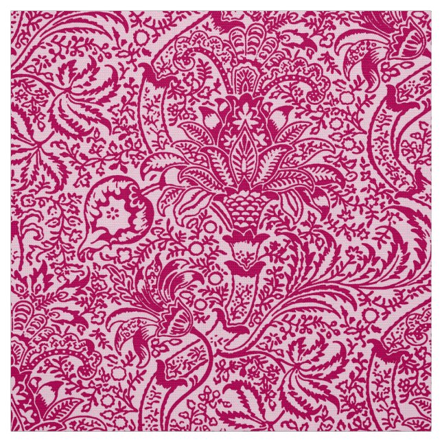 Tecido Indiano de William Morris, fúcsia e rosa Pastel (Modelo)