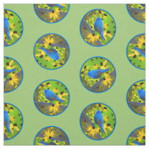 Tecido Indigo Bunting em pintura de cerca Arte de pássaro