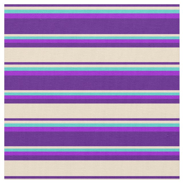 Tecido Indigo, Tan, Turquesa e Stripes Violetas Escuras (Detalhe)