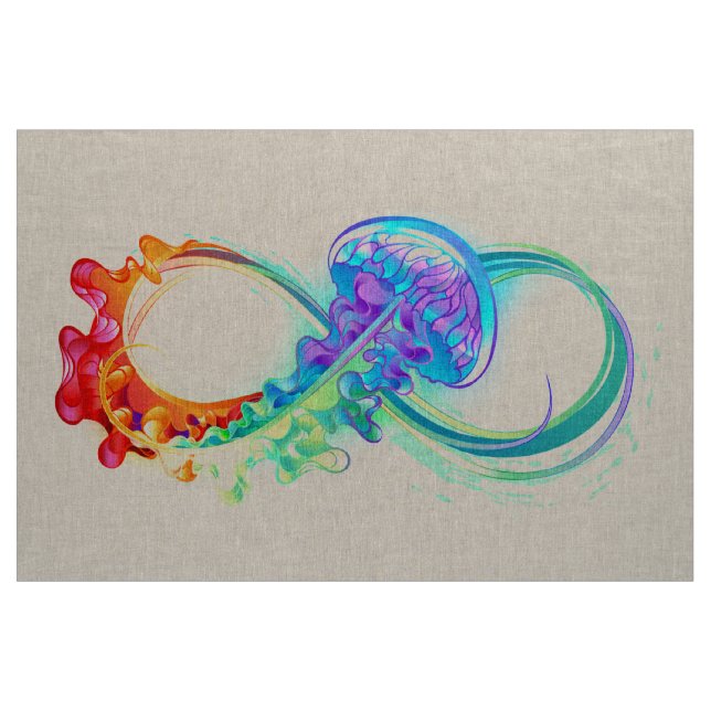 Tecido Infinidade com água-vivas do Arco-Íris (Jarda)