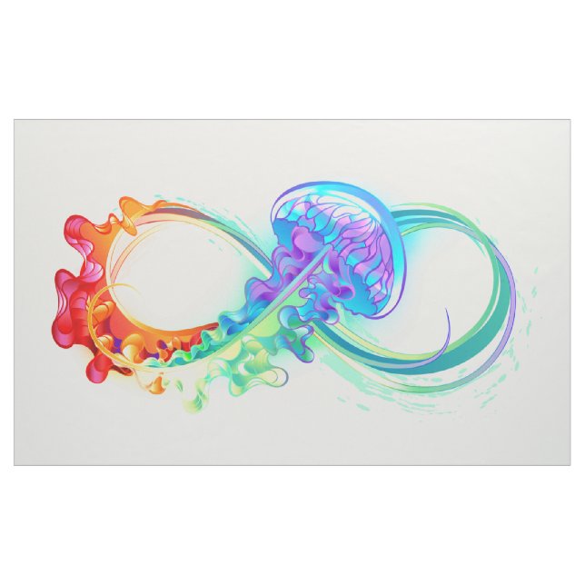 Tecido Infinidade com água-vivas do Arco-Íris (Jarda)