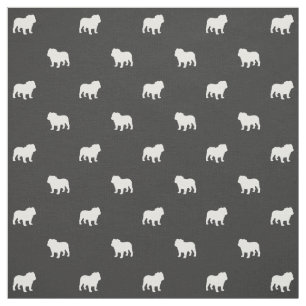 Tecido Inglês Bulldog Silhouettes Pattern Cinza e Branco