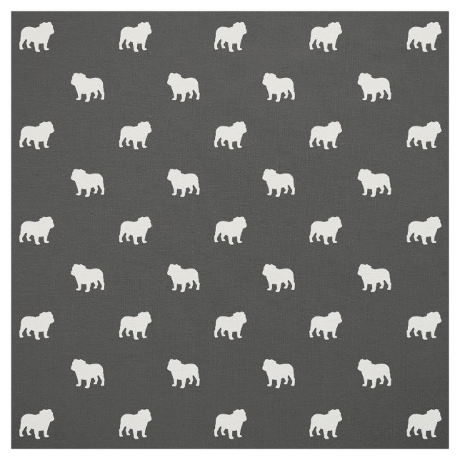 Tecido Inglês Bulldog Silhouettes Pattern Cinza e Branco (Modelo)
