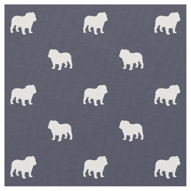 Tecido Inglês Bulldog Silhouettes Patternoite Azul (Detalhe)