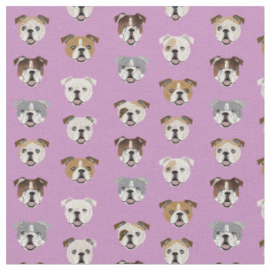 Tecido Inglês Bulldogs roxos roxos roxos roxos roxos ros