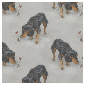 Tecido Inglês cocker spaniel e borboletas art.