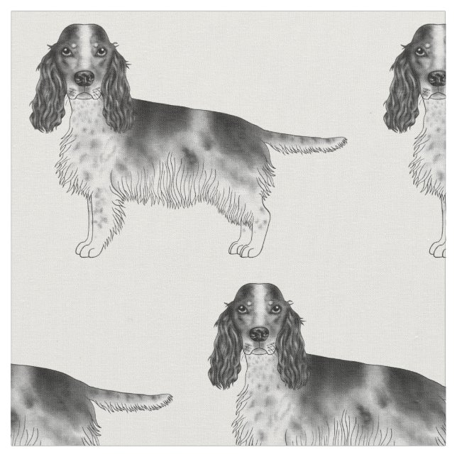 Tecido Inglês Cocker Spaniel Em Padrão Preto E Branco (Detalhe)