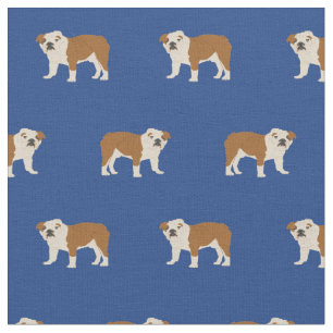 Tecido Inglês - padrão Buldog azul