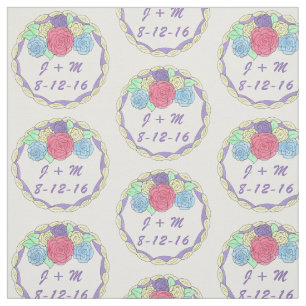 Tecido Iniciais Personalizados - Bolo Floral De Casamento