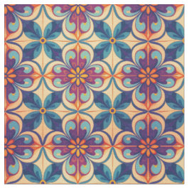 Tecido Inspiração em azulejo estilo talavera florida
