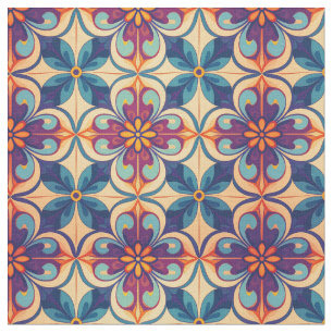 Tecido Inspiração florescida do azulejo estilo talavera