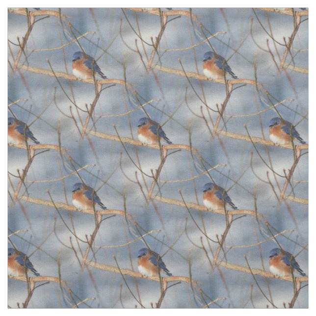 Tecido Inverno Bluebird Animal Nature Patterno (Modelo)